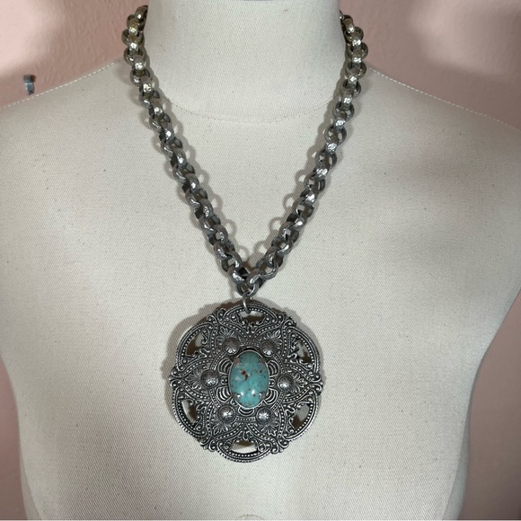 Vintage Antique Art deco Victorian Festival Silver Goth Medieval Goth necklace - Picture 12 of 16